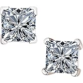 Moissanite Stud Earrings for Women, 0.8-2ct D Color, VVS1 Clarity, White Gold-Plated 925 Sterling Silver Stud Earrings, Anniversary Birthday for Women Men