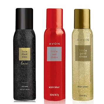 Avon Little Red & Gold, Black Dress Lace Body Spray (combo)