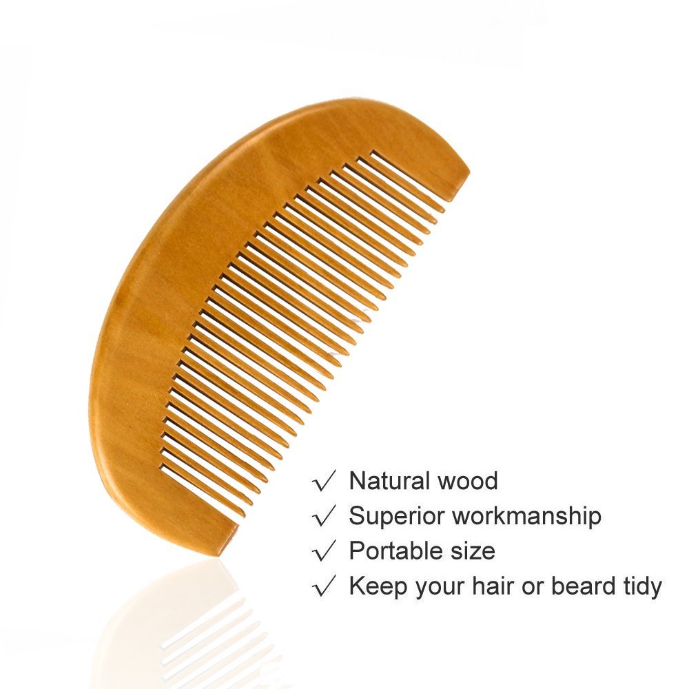 JUSTIME barba Cepillo y peine para hombres, cerdas de jabalí barba Cepillo y peine ayuda a que suaviza y acondicionado bigotes