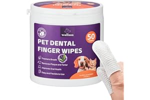 WALLZON Teeth Cleaning Finger Wipes for Dogs & Cats, Soft Pet Dental Finger Wipes for Dogs, Disposable Cat Tooth Cleaning Wip