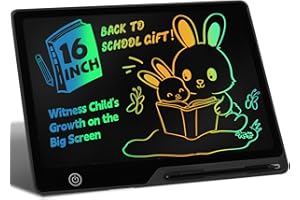 Kinayue LCD Writing Tablet for Kids, Rechargeable 16 Inch Doodle Board,Easter Basket Stuffers,Preschool Learning Toys Christmas Birthday Gift 3 4 5 6 7 Year Old Girls Boys (Black, 16 inch)