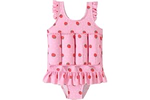 FishingDino Toddler Floatation Swimsuit Girls 1-6T, One Piece Float Suit with Built-in Floats, UPF 50+ Floating Swim Suit