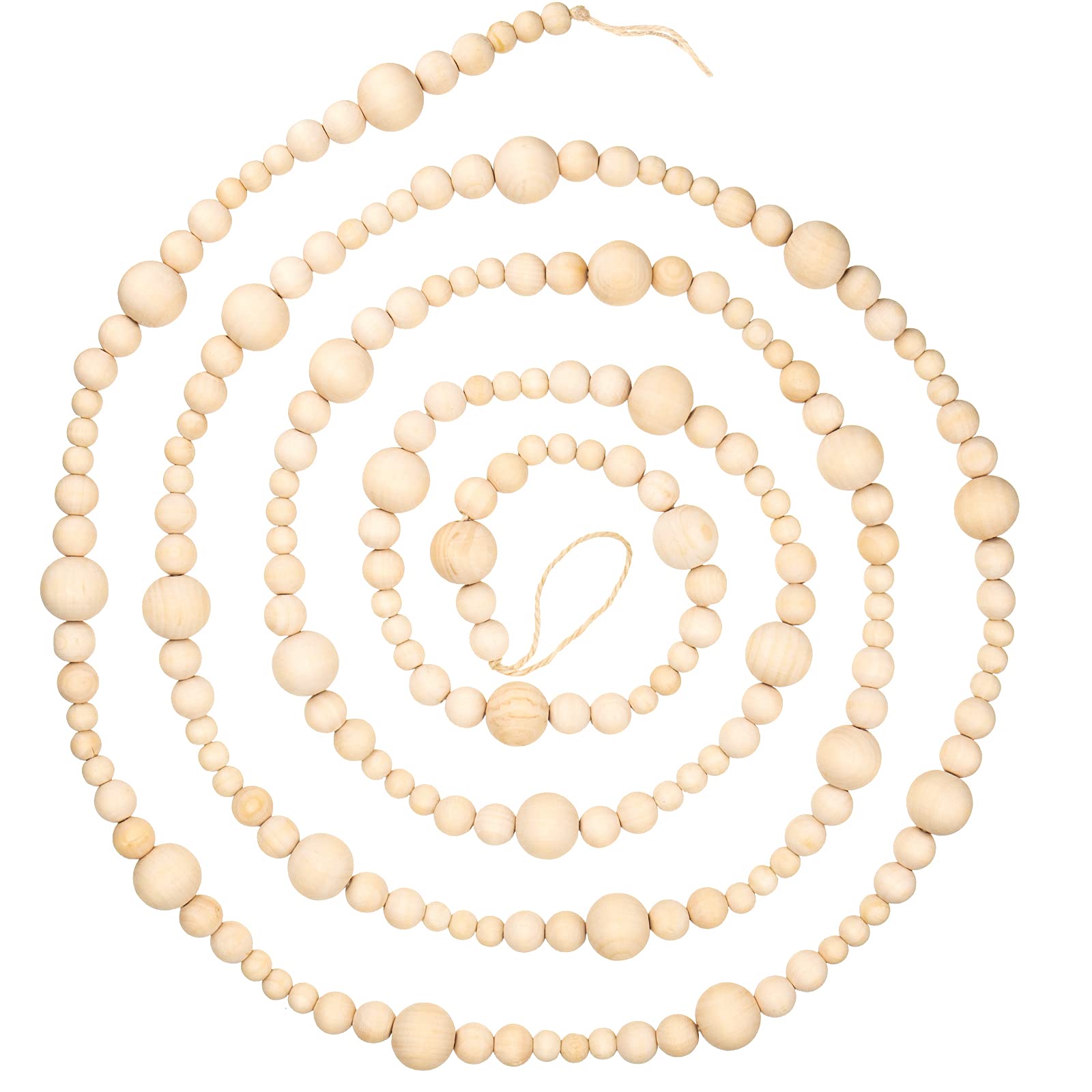 Boao 10 Feet Christmas Wooden Beads Garland Beige Christmas Tree Garland Wall Hanging Prayer Beads for Holiday Rustic Farmhouse Home Natural Boho Decor
