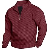 LINENNMAIN Mens Sweaters Pullover Sweater Casual Athletic Long Sleeve Quarter Zipper Stand Collar Sweatshirt