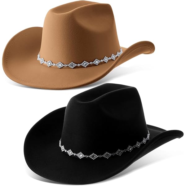 4-Pack Wool Felt Western Cowboy Hat, Star-Studded Brim For  display picture 1