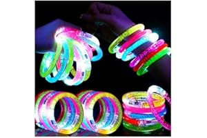 Mikulala 24Pcs Glow in the Dark Party Supplies for Kids/Adults, Flashing Light up Toys LED Bracelets Christmas Glow Sticks, Mardi Gras Party Favors Carnival Birthday Concert Gifts Accessory
