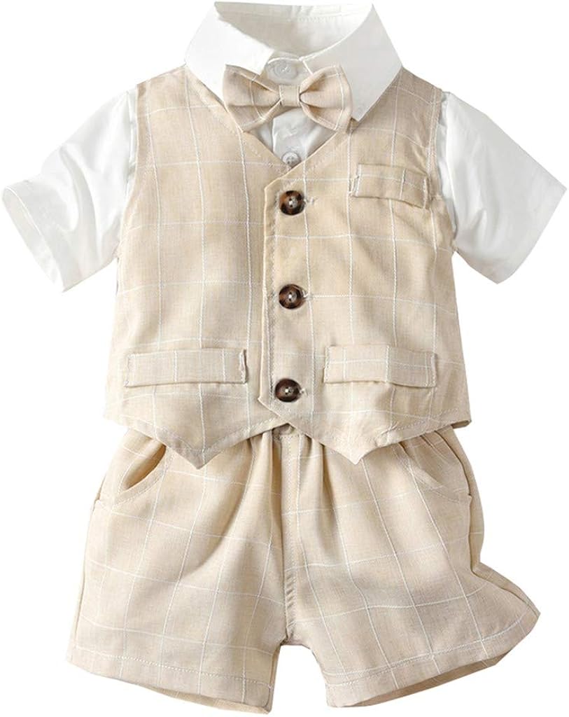 Completo Estivo Neonato 2 Pezzi - Camicia Maniche Corte E Pantaloncini In Cotone E Lino - Foto 3