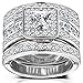 Hiyong Princess Cut Wedding Rings Set - Square Cluster CZ Enhancer Guard 3pcs Halo Bridal Bands Size 6-9 (11)