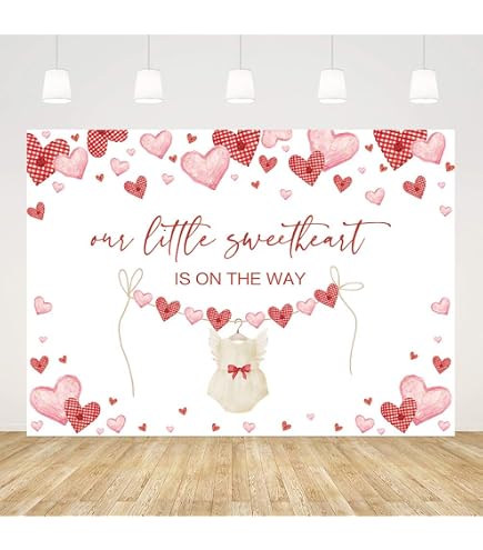 Süße Babyparty-Deko: Fotohintergrund „A Little Sweetheart Is On The Way“ In Rosa Mit Blumen – Perfekt Für Baby-Shower, Valentinstag & Fotobox