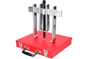 URREA 10-Ton Straight Jaw Puller Set - 8-piece Mechanical Gear Puller with Interchangable Jaws & Metal Box - 4232SJB