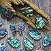 Fun-Weevz 12 Abalone Necklace Pendants for Jewelry Making Adults and 5 Paua Shell Butterfly Pendant for Necklaces, Natural DIY Arts and Crafts Supplies, Teardrop Seashell Earring Charms for Women