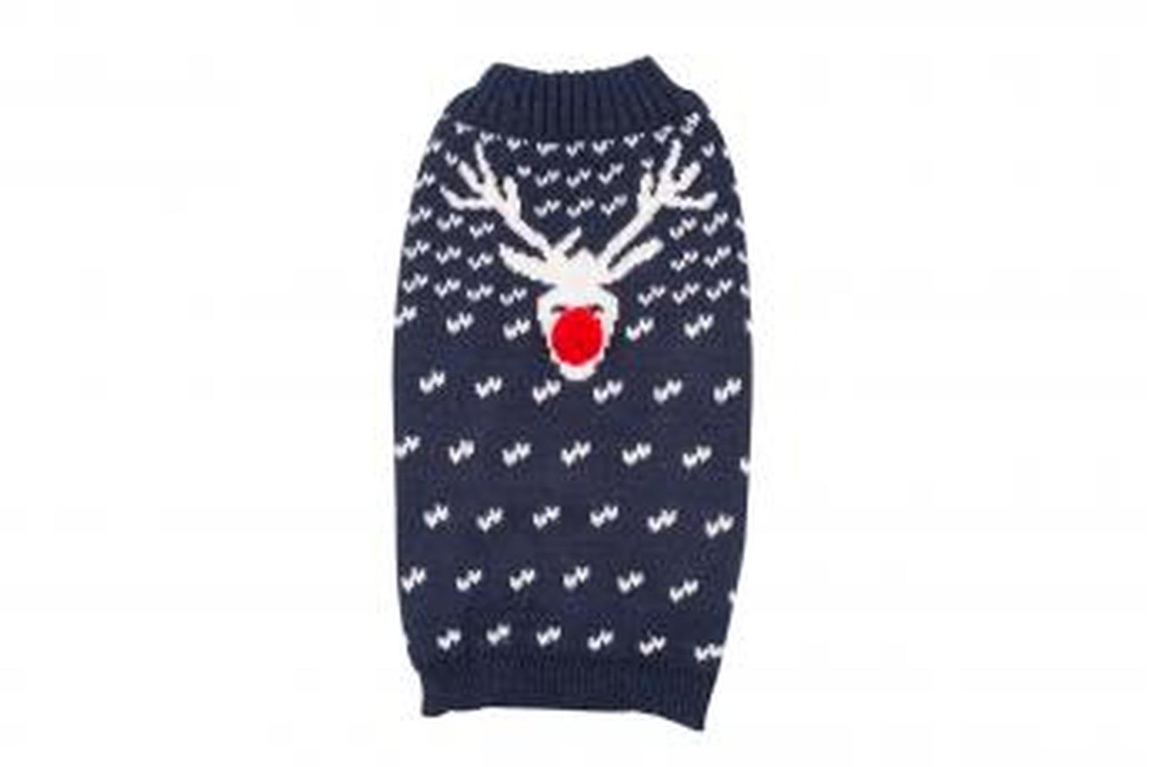 Ancol BLUE Christmas Snowflake Reindeer Dog Sweater with Wooly Nose (Extra Extra Small (980530))