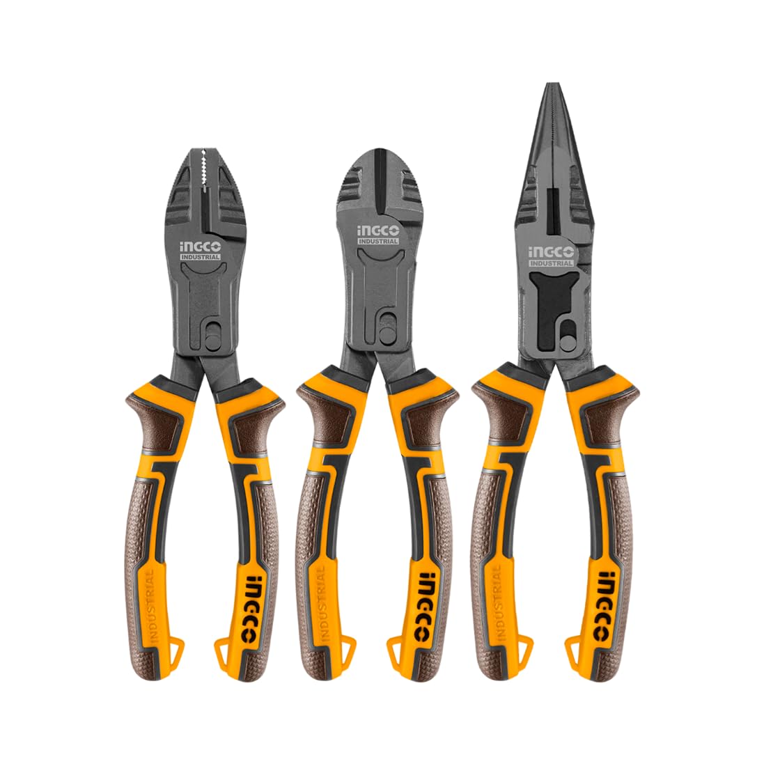 INGCO 3Pcs Pliers Set 8" Combination Plier, 8" Diagonal Cutting plier, 8.5" Long Nose Plier HKCPS5831