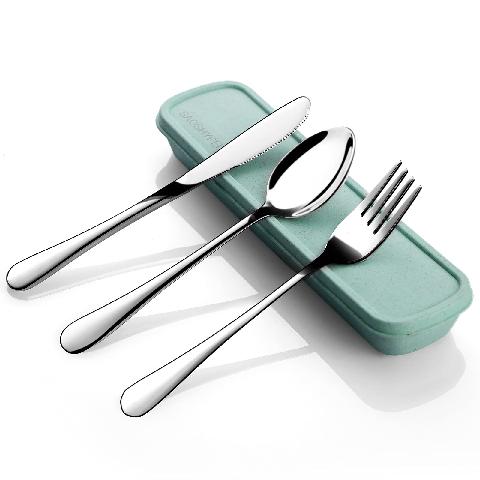 Photo 1 of Portable Utensils Set with Case, 4pcs Stainless Steel Reusable Silverware for Lunch Camping School Picnic Workplace Travel, Lunch Box Includ Fork Spoon Knife,Easy to clean,Dishwasher Safe