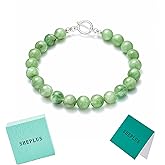 Sheplus Healing Gifts for Women - Sterling Silver Genuine Jade Beaded Bracelet Charm Real Green Crystal Jewelry for Valentine's Day