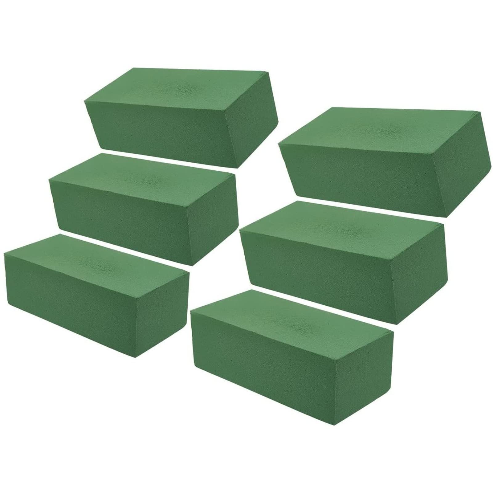 Juvale Floral Foam Blocks, 6-Pack of Wet Foam Bricks for Fresh and Artificial Flowers, Green, 23 x 10 x 8 cm Each