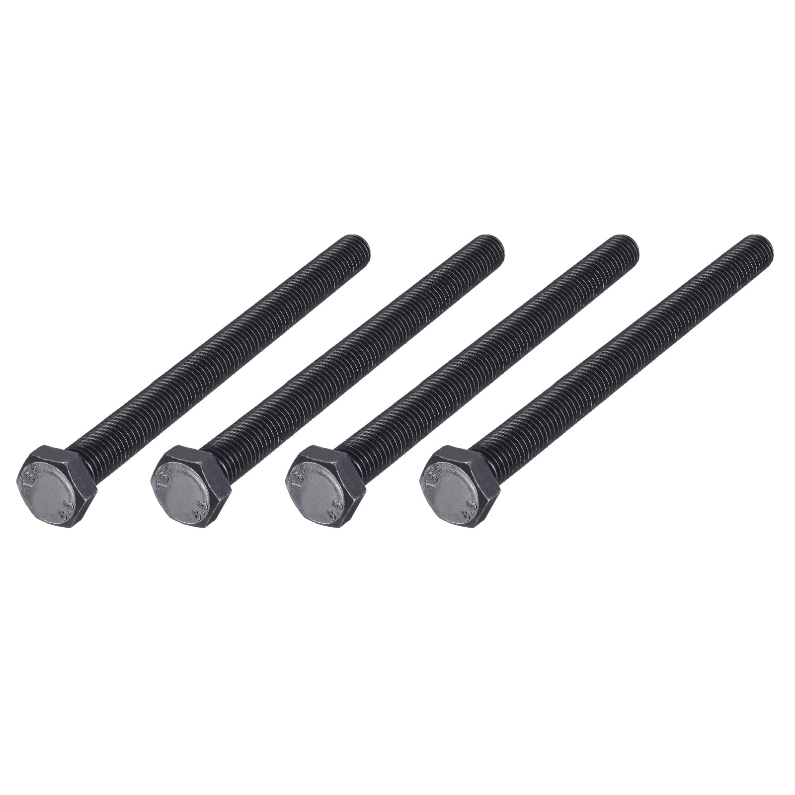 METALLIXITY Hex Bolts (M12-1.75x160mm) 4Pcs, 8.8 Grade Carbon Steel Fully Threaded Black Oxide, Coarse Thread UNC Hex Head Screw Bolt - for Furniture Repair — image 1