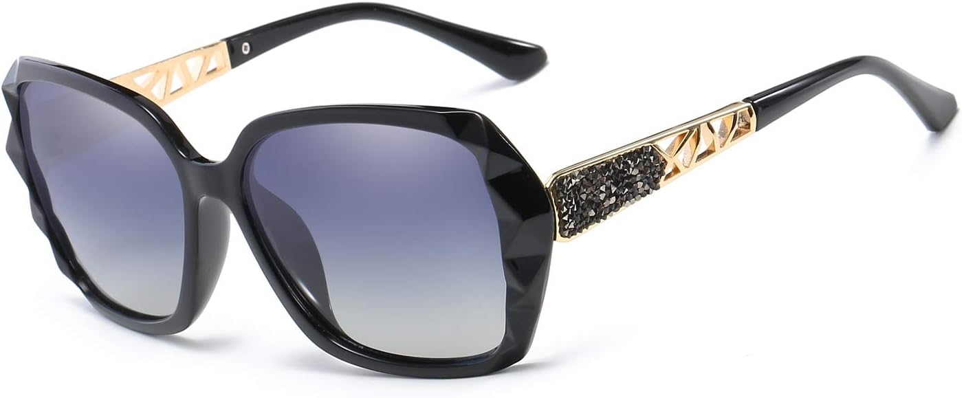 GRAFIT Classic Oversized Polarized Sunglasses Sparkling Composite Frame for Women 100% UV Protection Outdoor Eyewear for Women&Girls&ladies