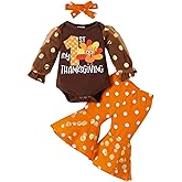 Axumity Newborn Baby Girl My 1st Thanksgiving Outfit Romper Top + Pants with Headband Infant Girl Clothes Set