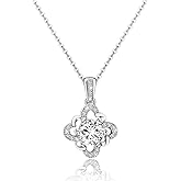 Sterling Silver Flower Necklace for Women Adjustable Pendant Necklace Hypoallergenic Round Cubic Zirconia Classic Charms Necklace Gifts for Wife Mother Christmas Birthday Valentine's Day Anniversary