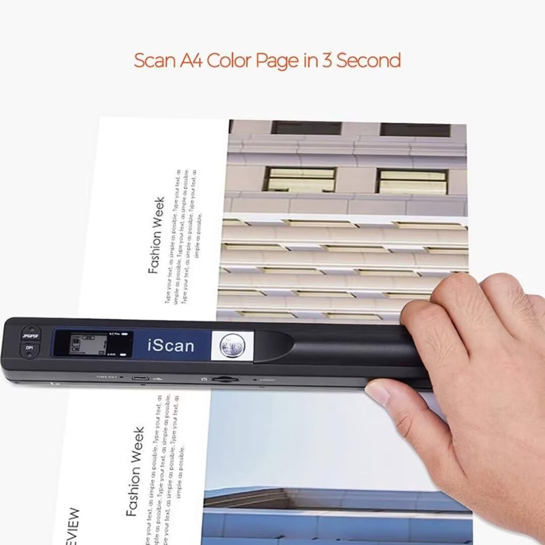 Without SD Card,Portable Handheld Color Photo Scanner for A4 Documents,Business Card,Books, Receipt,Pictures up to 900 DPI, Uploads Images to Computer Via USB Cable, Needn't Driver,JPG/PDF