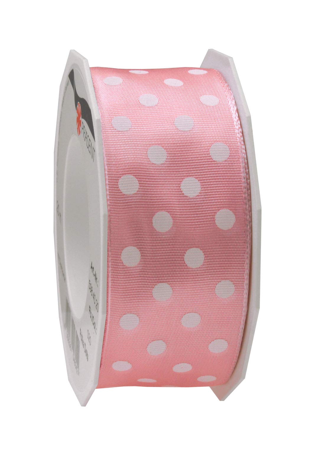 Präsent - Polka Dots Wired & Printed Ribbon Light Pink-White 40 mm Width, 20 m Length — image 1