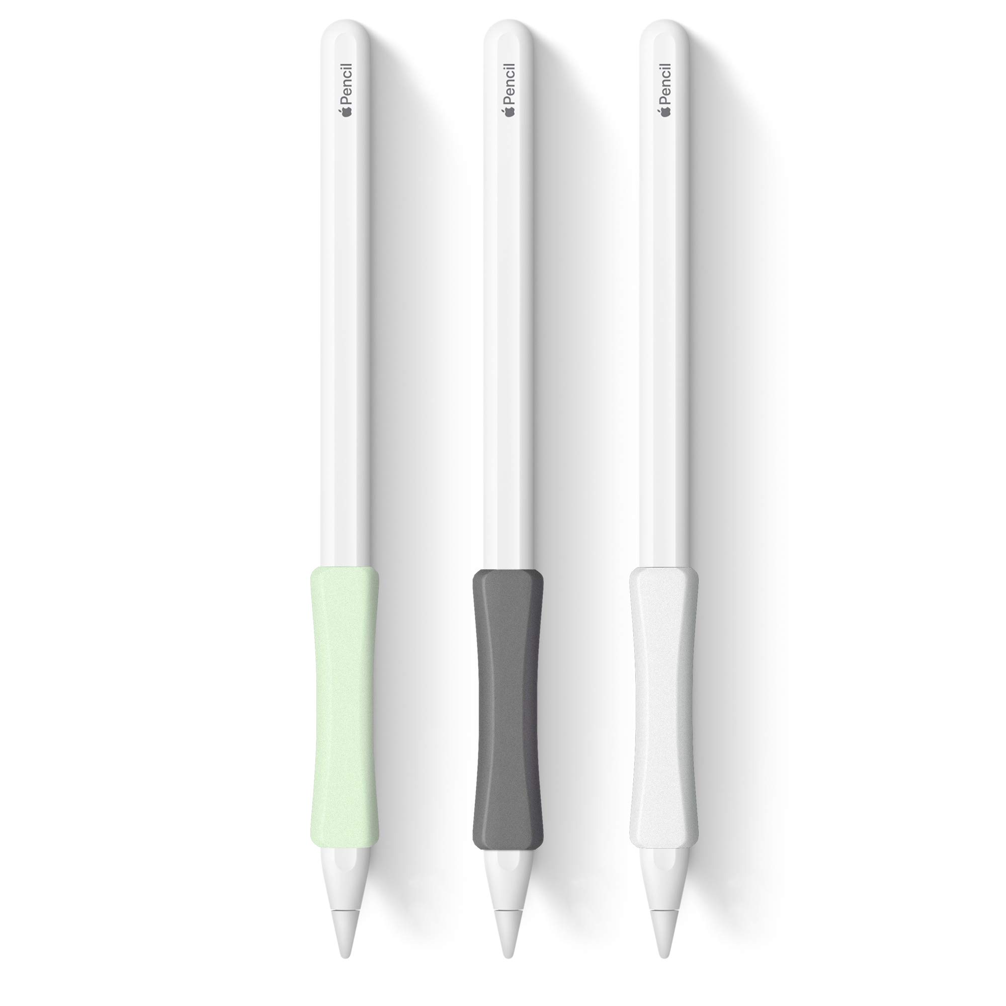 3 Pack iPencil Grips Case Cover Silicone Sleeve Holder Compatible with Apple Pencil (USB-C)&Apple Pencil (2nd Generation),iPad Pro 11 12.9 inch 2018 (White, Grey, Green)