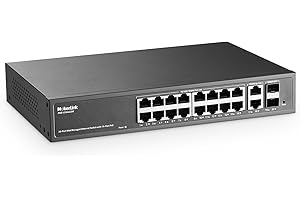 MokerLink 20 Port PoE Gigabit Managed Switch, 16x100/1000Mbps PoE+ Port, 2 Gigabit Uplink ,2 Gigabit SFP, IEEE802.3af/at, 250