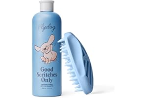 FLYDOG Itchy Skin Relief Shampoo for Dogs & Cats - Natural Herbal, Hypoallergenic with Soothing Brush, Moisturizes Dry Skin, Controls Flaking & Odors, Reduces Shedding