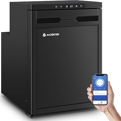 AAOBOSI 45L Campervan Fridge with APP Control 12V Refrigerator Freezer