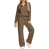 Motarto Women's 2 Pcs Outfits Sweatsuit Set Oversized Lapel Half Zip Sweatshirt Wide Leg Sweatpants Lounge Matching Tracksuit