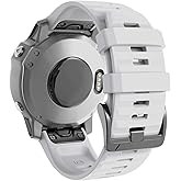 ANCOOL Compatible with Fenix 6/Fenix 7 Bands 22MM Quickfit Silicone Watch Band Replacement for Fenix 8 47mm/7 Pro/6 Pro/5/5 Plus/Approach S60/S62/Quatix 6 (White)