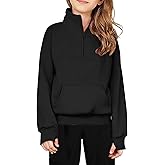 Arshiner Girls Half Zip Sweatshirt Fleece Quarter Zip Pullover Sweatshirts Fall Clothes for Teen Girls Thumb Hole
