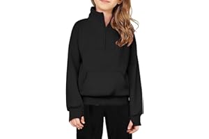 Arshiner Girls Half Zip Sweatshirt Fleece Quarter Zip Pullover Sweatshirts Fall Clothes for Teen Girls Thumb Hole