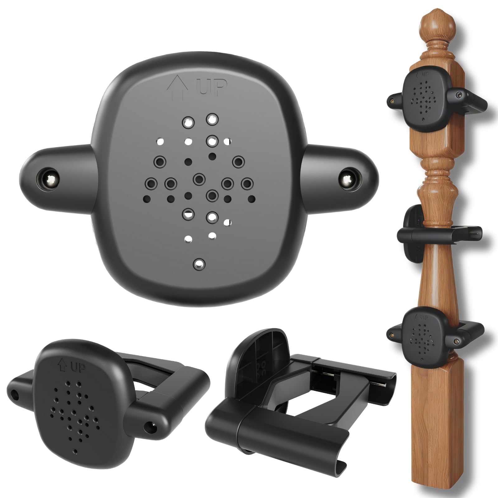 Photo 1 of ?Upgrade? 2 Pcs Baby Gate Banister Adapter – No-Drill Stair Railing Mount Kit, Fits 2–3.5? Round/Square Posts, Compatible with Baby & Pet Safety Gates,Black