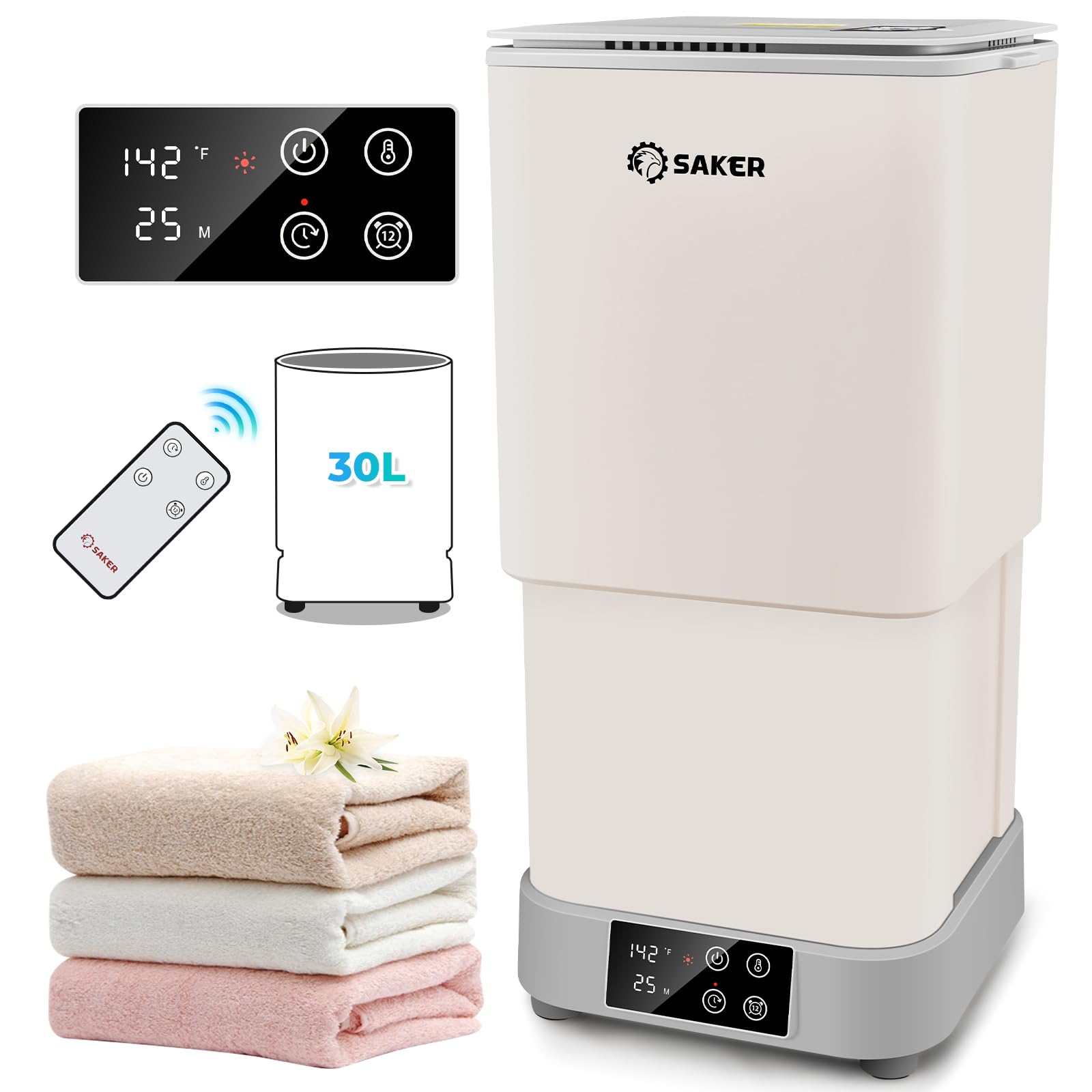 Photo 1 of Saker Towel Warmer, 30L Large Hot Towel Warmer, Towel Warmers for Bathroom with Adjustable Heating Time, Delay Time 1-12h, 4 Temperature Settings, Towel Heater, Luxury Blanket Warmer, Home Spa