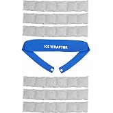 ICE WRAPTOR Cooling Bandana Neck Wrap, Blue +6 Reusable Ice Packs, Snap | Adjustable Cold Therapy, Head &amp; Joint Pain Relief, Portable With 6 Cryosheet Inserts, snap closure secures in place