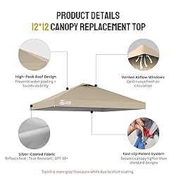 CROWN SHADES 12x12 Canopy Replacement Top - Only