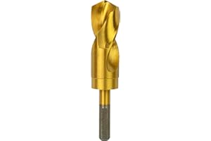 Greycore Tools 1-1/4 Inch Reduced Shank Drill Bit, 1/2" 3-Flat Shank, High Speed Steel with Industrial Titanium Coating, Drill Bit for Steel, Iron, Wood, Plastic (1-1/4" x 6" RS)