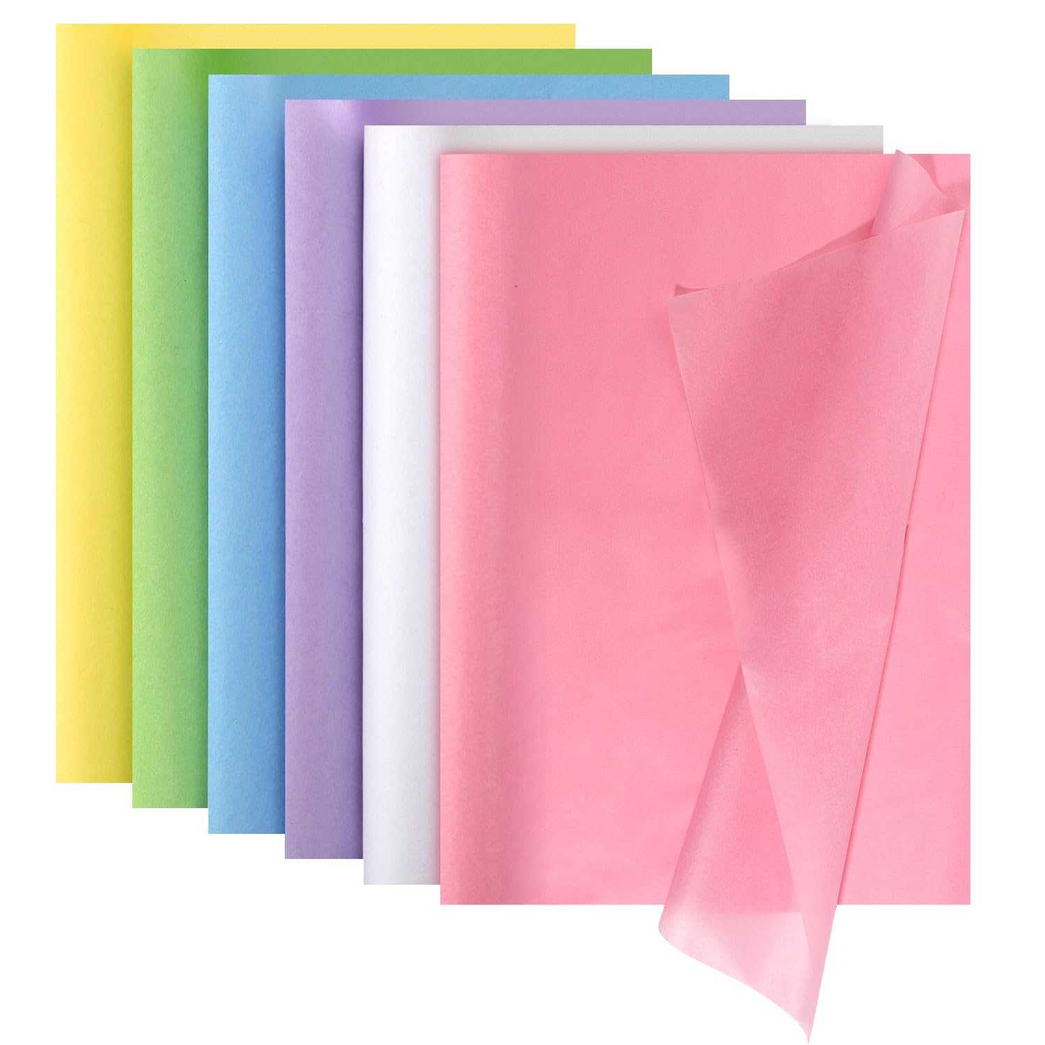 Tinoaly 60 Sheets Pastel Tissue Paper, 6 Colors, 19.69x13.78in, Easter Wrapping Paper for Gift Bags, Crafts
