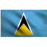 DMSE Saint Lucia St. Lucia Caribbean Island Flag 2X3 Ft Foot 100% Polyester 100D Flag UV Resistant