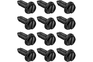 NOOTO License Plate Screws with Rustproof Finish - License Plate Screw Kit for Front & Rear Plates - License Plate Bolts for Domestic Vehicles - Stainless Steel Screws for License Plates (12-Pack, Black)