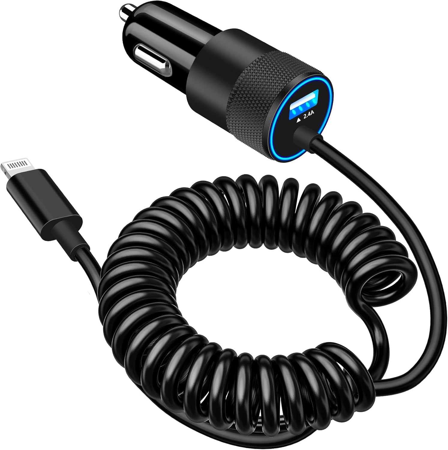 Photo 1 of [Apple MFi Certified] iPhone Car Charger Fast Charging, Braveridge 4.8A USB Power Cigarette Lighter Car Carplay Charger Adapter with 6FT Coiled Lightning Cable for iPhone 14 13 12 11 XS XR X 8 SE iPad