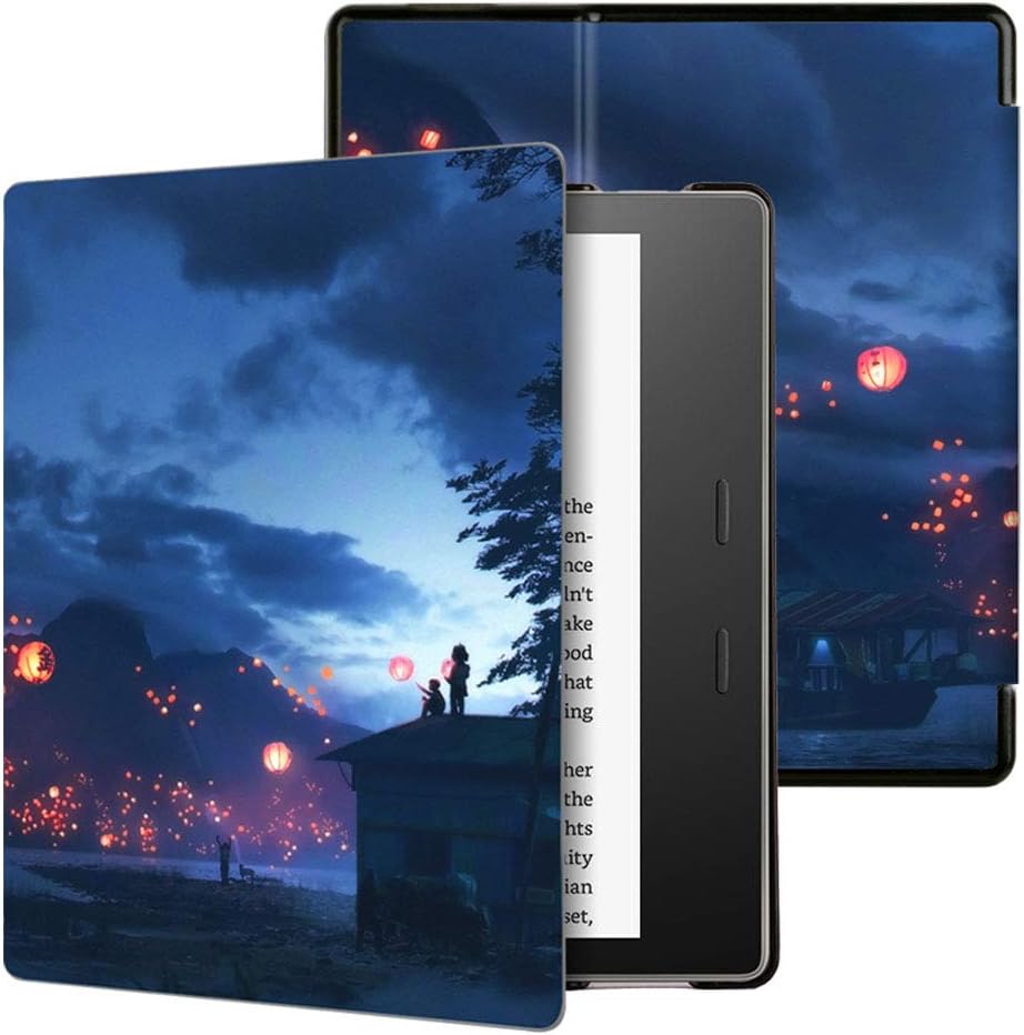 Jingdu Water-Safe Case for All-New Kindle Oasis(10th Generation, 2019 Release ) Premium PU Leather Slim Lightweight Smart Cover with Auto Wake/Sleep (Not Fits for 9th Generaion, 2017 Release) ,Kongming Lantern