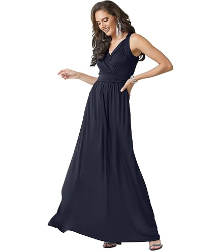 KOH KOH Petite Womens Long Bridesmaid Wedding Guest Cocktail Party Sexy Sleeveless Summer V-Neck Evening Slit Day Full Floor Length Gown Gowns Maxi Dress Dresses, Ivory White S 4-6 : Clothing
