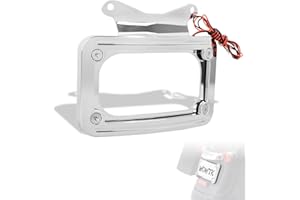 WOWTK Rear Fender Curved License Plate Frame w/white LED Lighting for Harley Road King FLHRXS 2010-2024,Street Glide FLHX/FLHXS/FLHXST,Road Glide FLTRX/FLTRXS/FLTRXST 2010-2023,Chrome