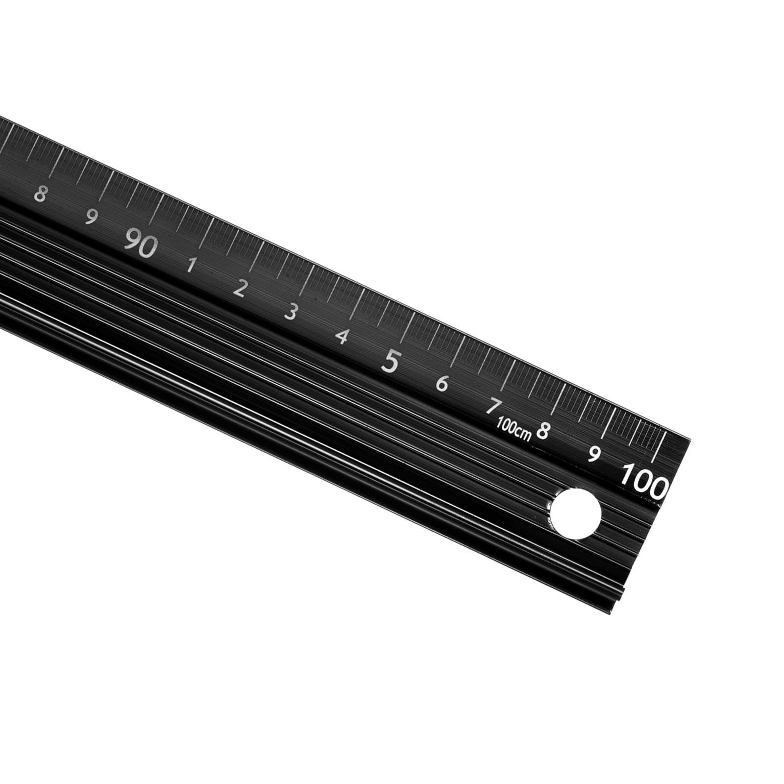 Kozelo Raised Grip Metal Ruler - [100cm ] Aluminum Alloy Precise Measurement Cutting Straight Protective Ruler Ruler Black for Office Measure Cut Drawing Use, 1mm Precision