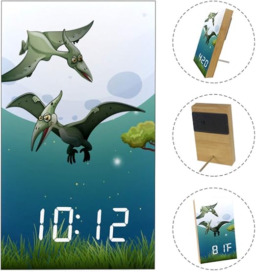 imobaby Dinosaurs Art Decoration Wooden LED Clock Multi