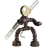 EFINEHOME Water Pipe Table Lamp Robot Style- Retro Industrial Table Light- Antique Steampunk Metal Desk Lamp Bedside Lighting Fixture for Office, Reading Kids Room, Cafe Bar (Rust-Style F)