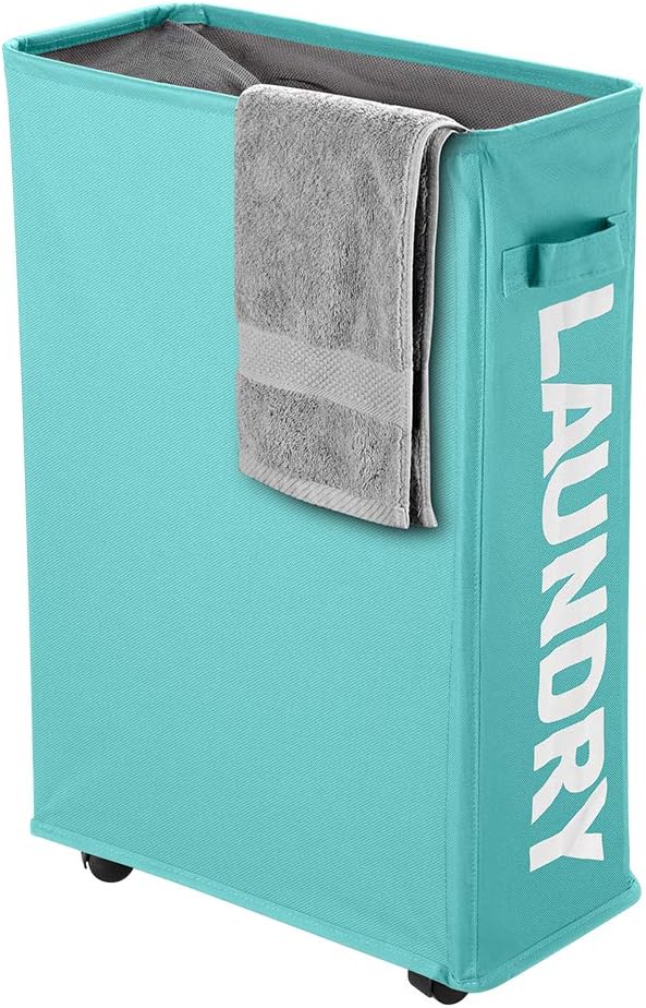 IHOMAGIC Slim Rolling Laundry Basket with Wheel, Rectangle
